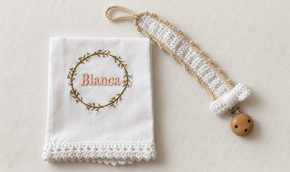 Pañuelo Bautizo con Punta de Crochet