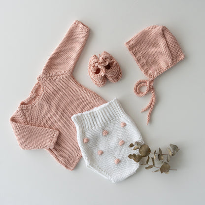 Conjunto Completo Bodoque Blanco y Rosa Empolvado