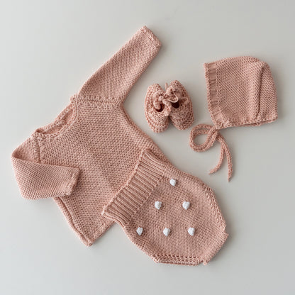 Conjunto Completo Bodoque Rosa Empolvado y Blanco