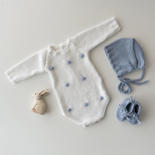 Pelele Bodoque Blanco y Azul Empolvado
