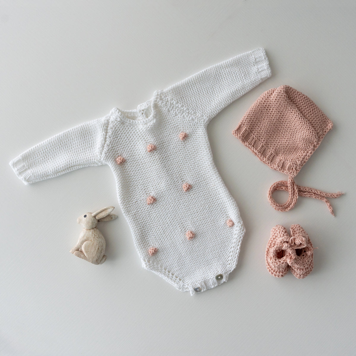 Pelele Bodoque Blanco y Rosa Empolvado