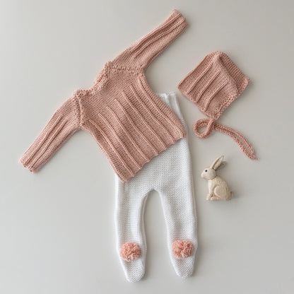 Conjunto Completo Lulú Rosa Empolvado y Blanco