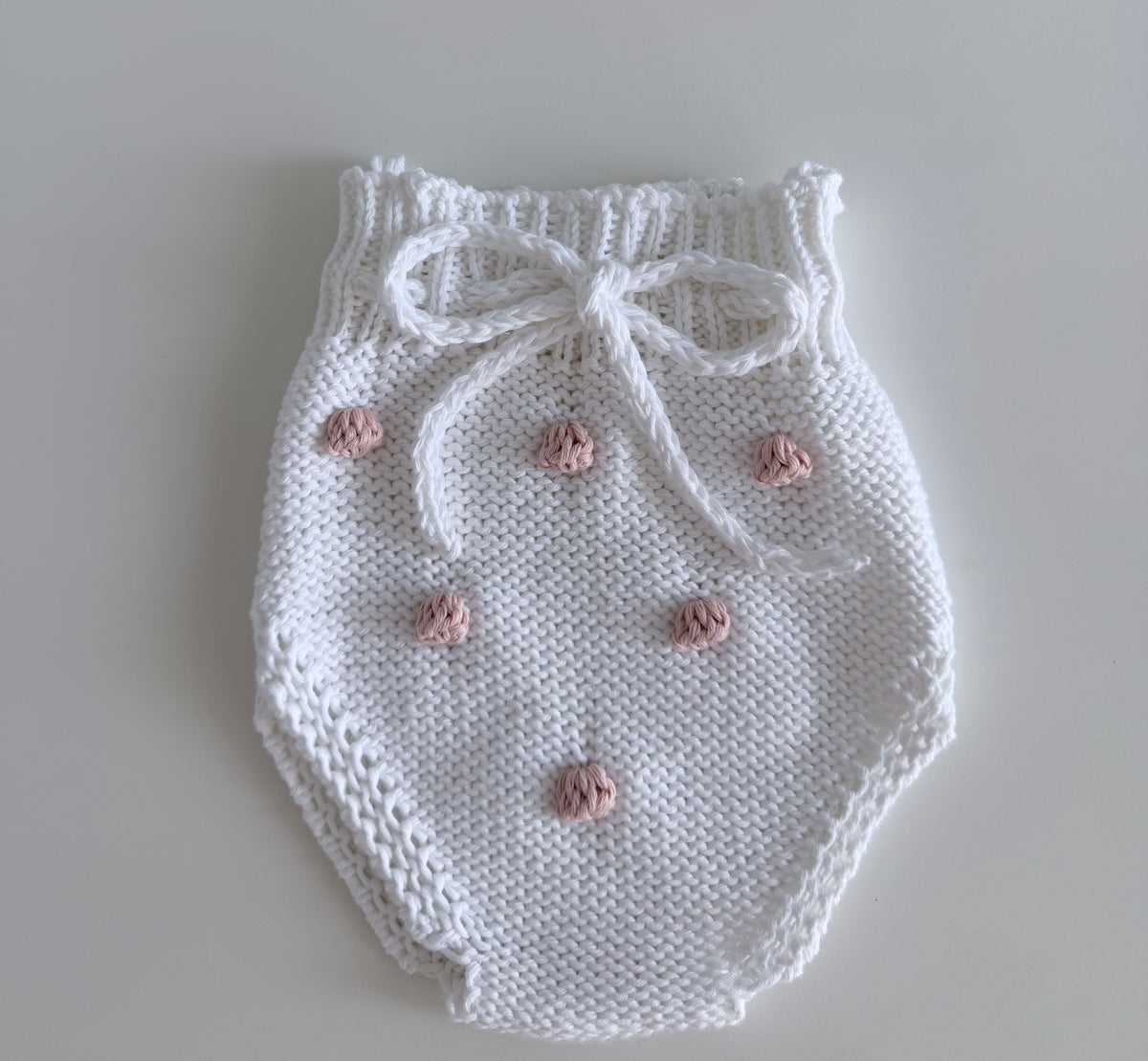 Cubrepañal Bodoque Blanco y Rosa Empolvado