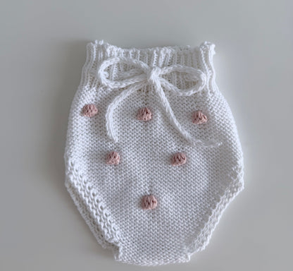 Cubrepañal Bodoque Blanco y Rosa Empolvado